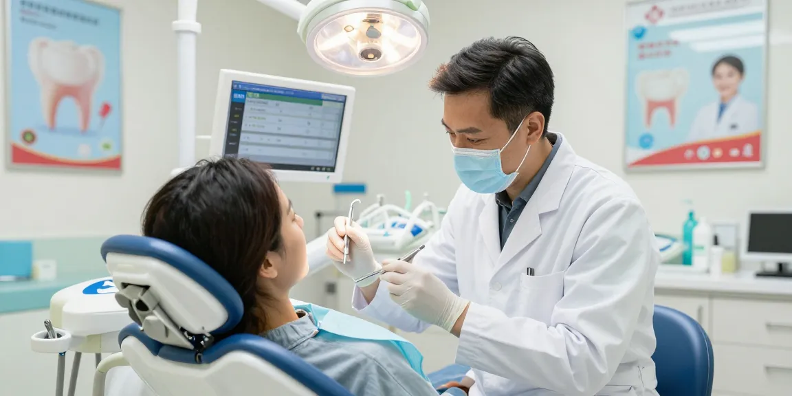 Patient in a dental chair with friendly dentist examining teeth, encouraging viewers to view it now for healthier smiles.